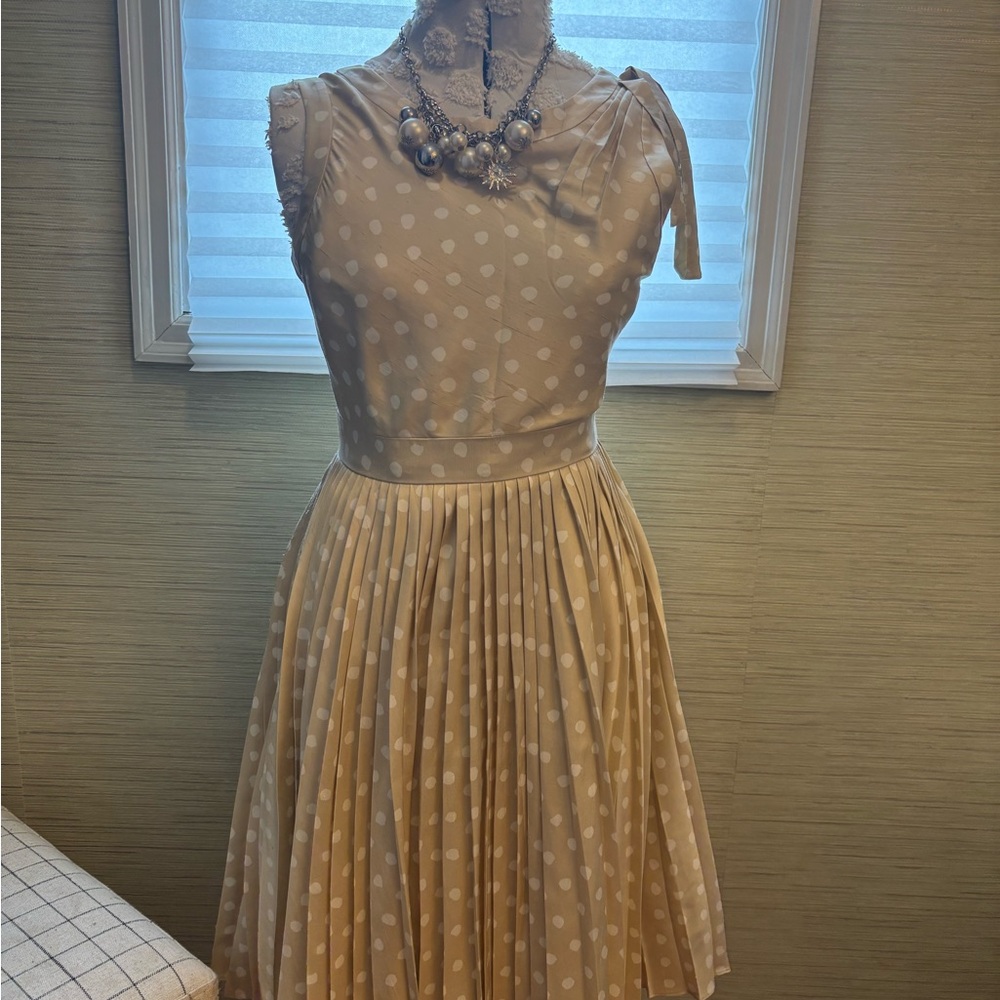 Kate Spade Beige Polka Dot Midi Dress